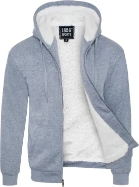 1826 Men's Ultra Soft Sherpa Lined Hoodie - Full Zip Fleece Lining Winter Sweatshirts