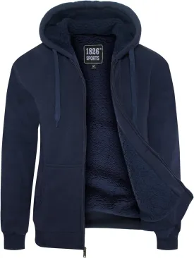1826 Men's Ultra Soft Sherpa Lined Hoodie - Full Zip Fleece Lining Winter Sweatshirts