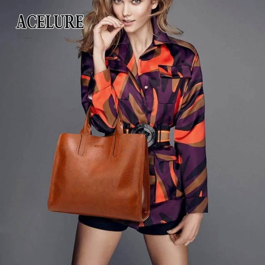 ACELURE Leather Handbags Big Women Bag High Quality Casual Female Bags Trunk Tote Spanish Brand Shoulder Bag Ladies Large Bolsos