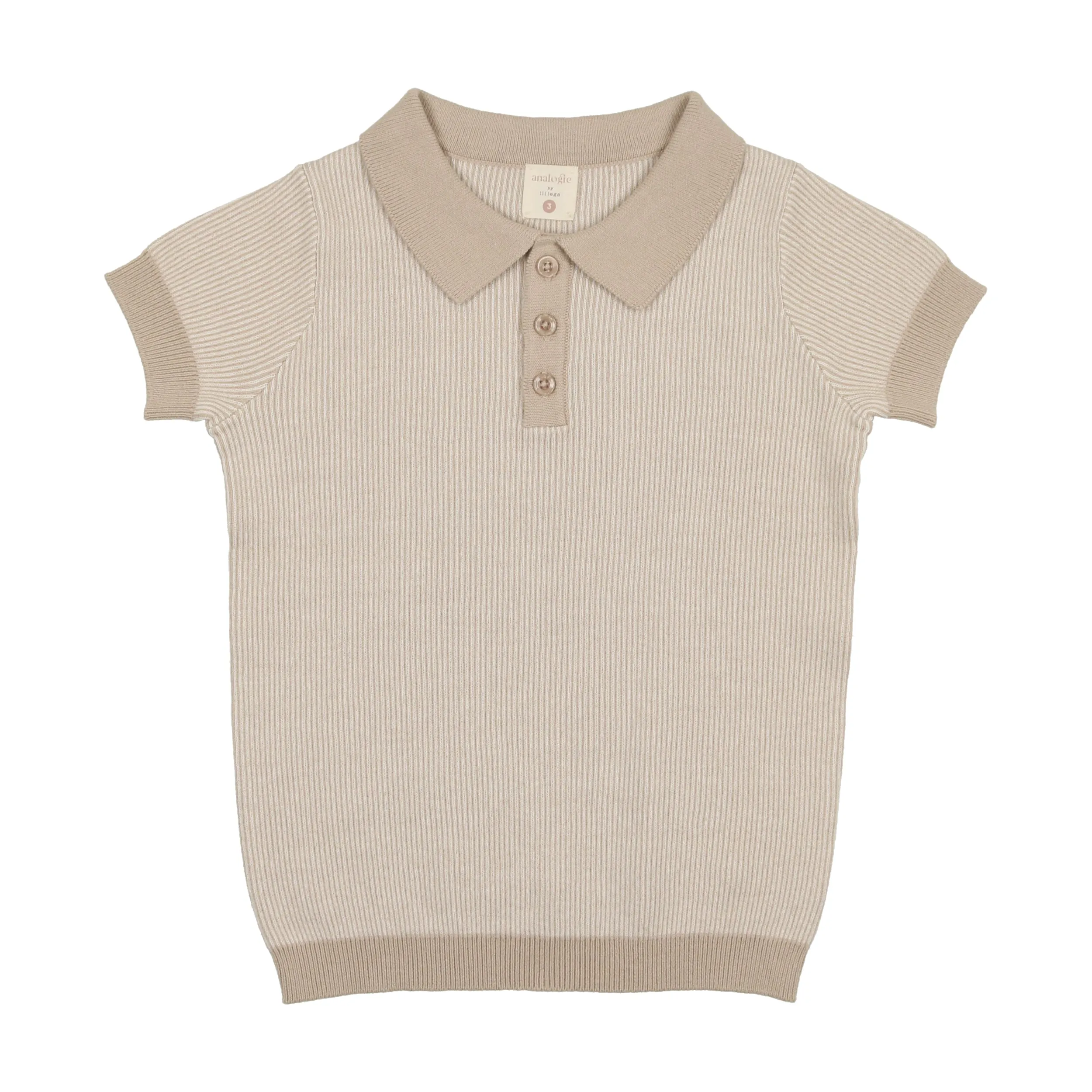 Analogie Knit Polo Short Sleeve - Taupe Stripe