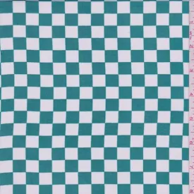 Aqua Green/White Check Chiffon Fabric