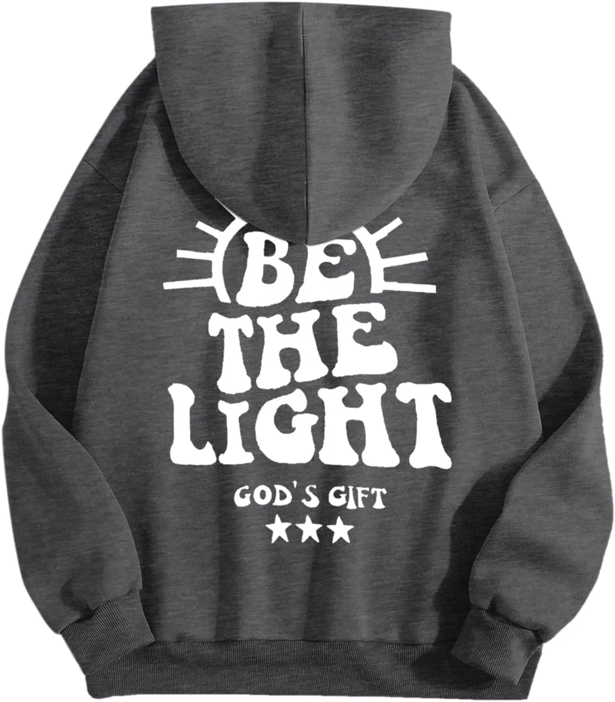 Be The Light Sweatshirt For Women Long Sleeve Drop Shoulder Casual Sweatshirts Drawstring Pockets Comfort Trendy Hoodie