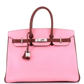 Birkin Handbag Bicolor Epsom with Palladium Hardware 35