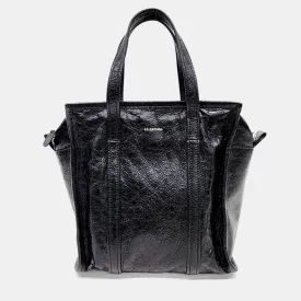 Black Leather Bazar Tote Bag