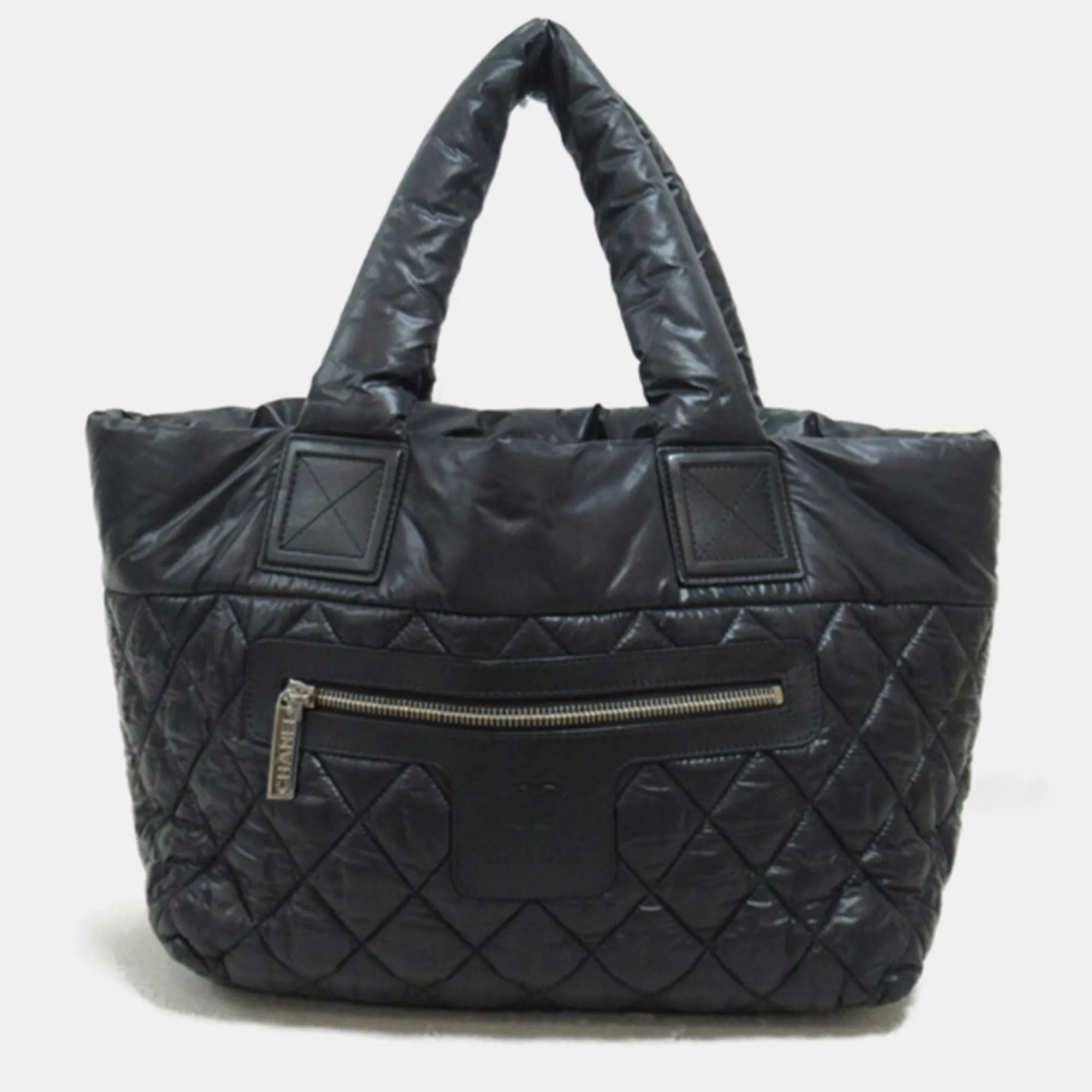 Black Leather Coco Cocoon Tote Bag