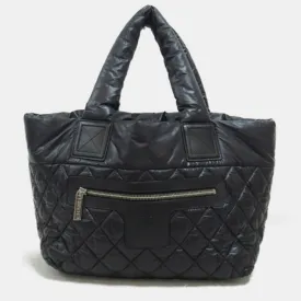 Black Leather Coco Cocoon Tote Bag