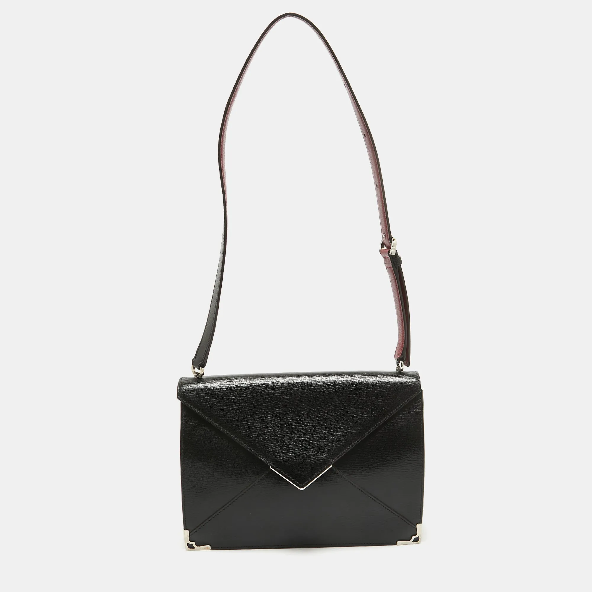 Black Leather Envelope Shoulder Bag