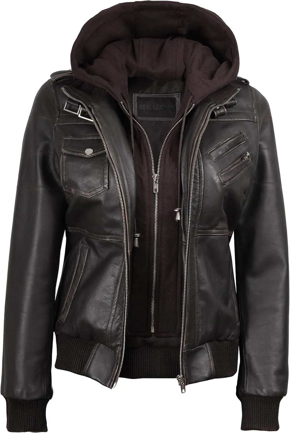 Blingsoul Leather Jacket Women - Real Lambskin Womens Leather Jackets With hood