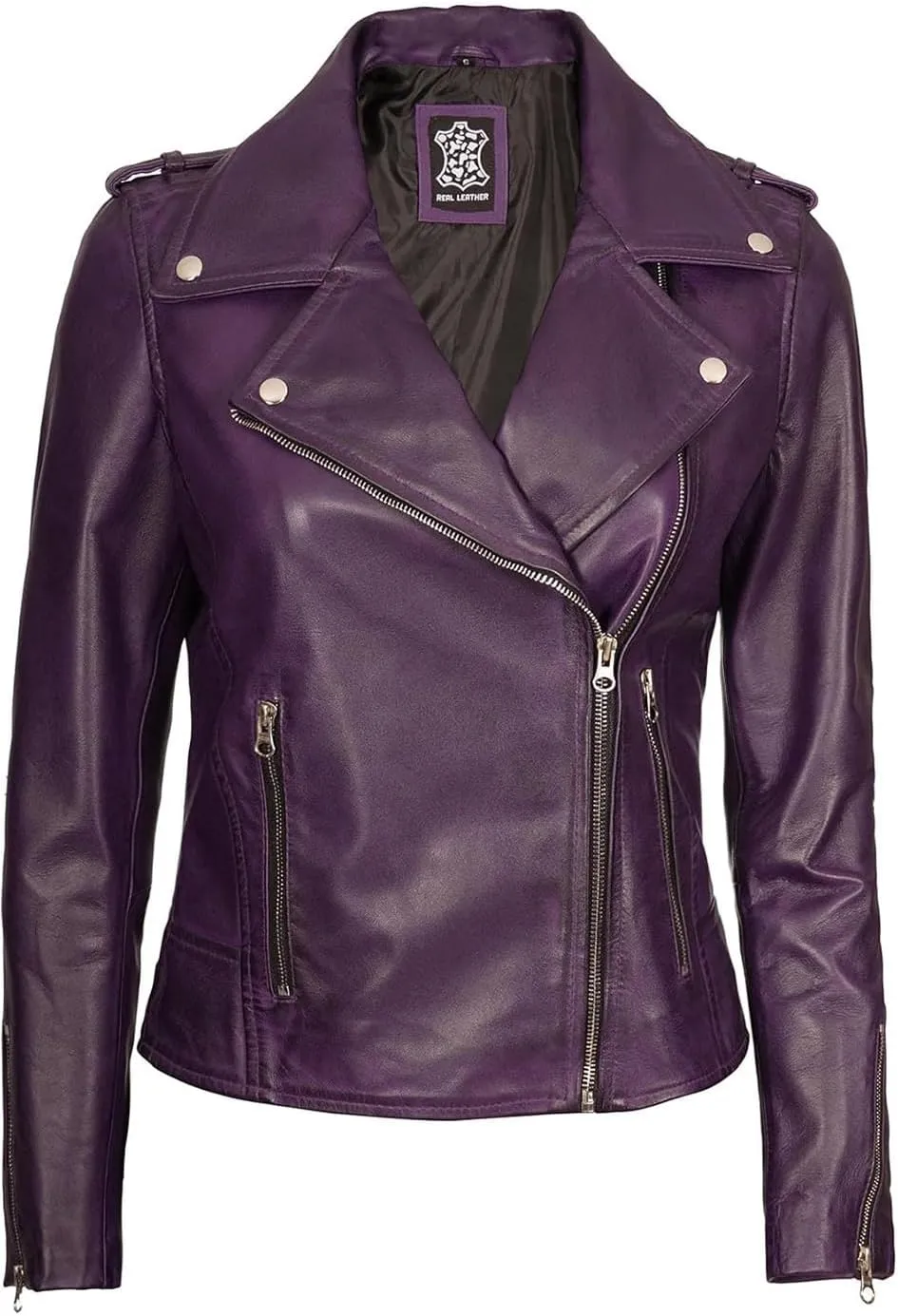 Blingsoul Real Lambskin Leather Jacket Women - Asymmetrical Style Womens Leather Jackets
