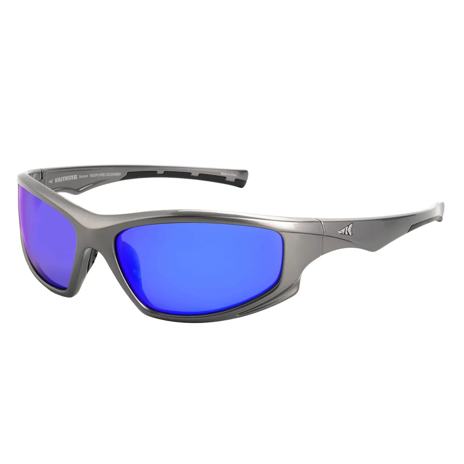 Blue Mirrored Wraparound Cat 3 Polarized Sports Sunglasses