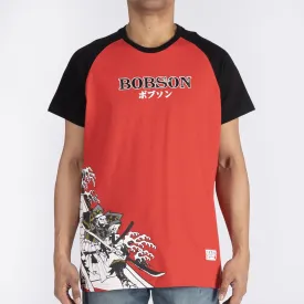 Bobson Japanese Men's Basic Basic Round Neck T shirt for Men Trendy Fashion High Quality Apparel Comfortable Casual Tees Comfort Fit 125872 (Tango Red)