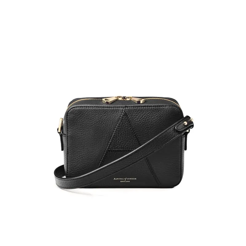 Camera Crossbody Bag in Black Pebble