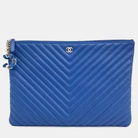 Chevron Charm Decorated Large Clutch