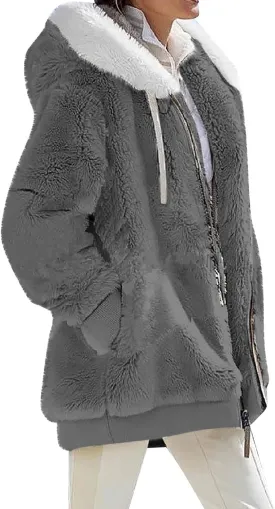 ChicCrate Womens Winter Coats Sherpa Jacket Fuzzy Fleece Jackets Oversized Casual Warm Outwear Zip Hooded Overcoat