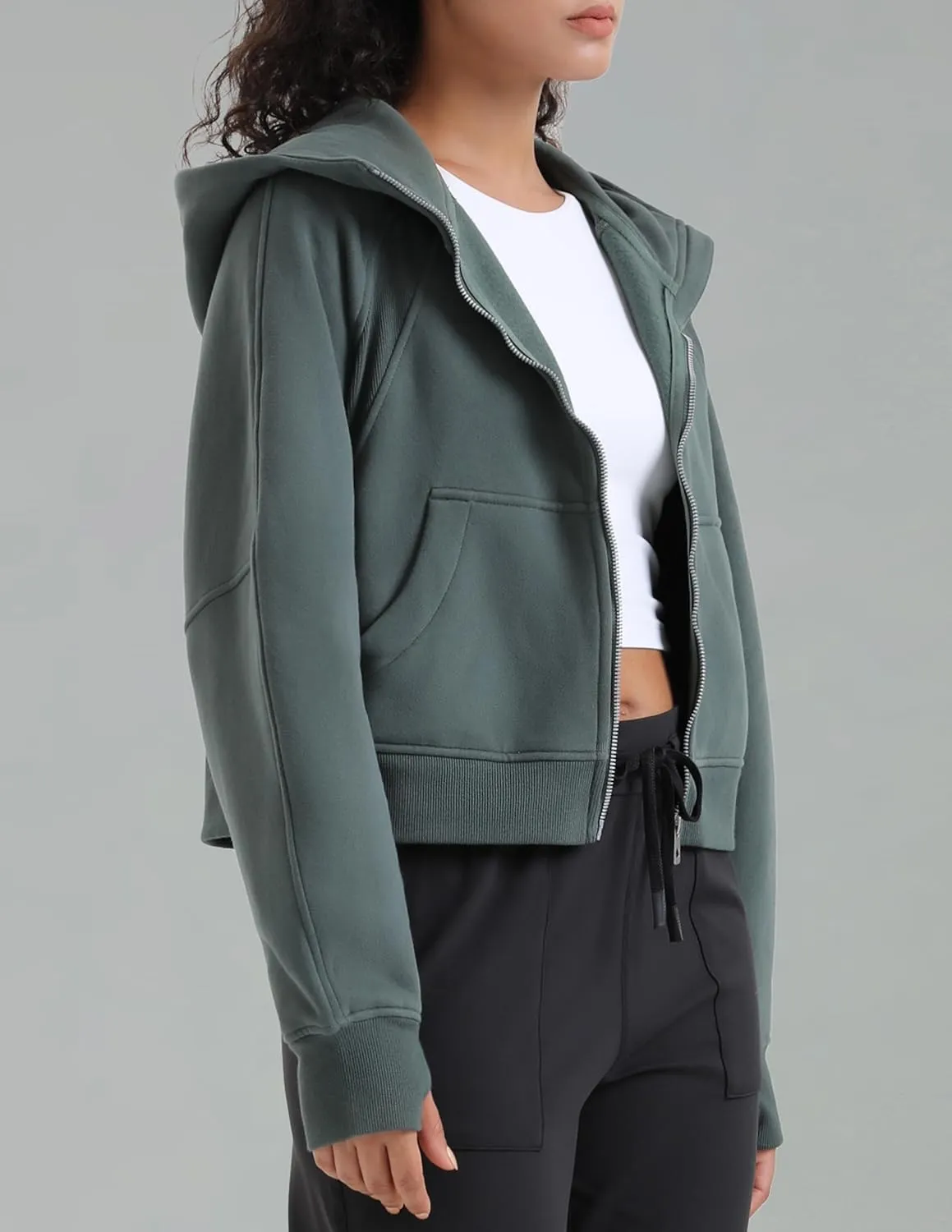 Colorfulkoala Women's Fleece Lined Oversized Hoodies Full-Zip Casual Workout Sweatshirts with Thumb Holes