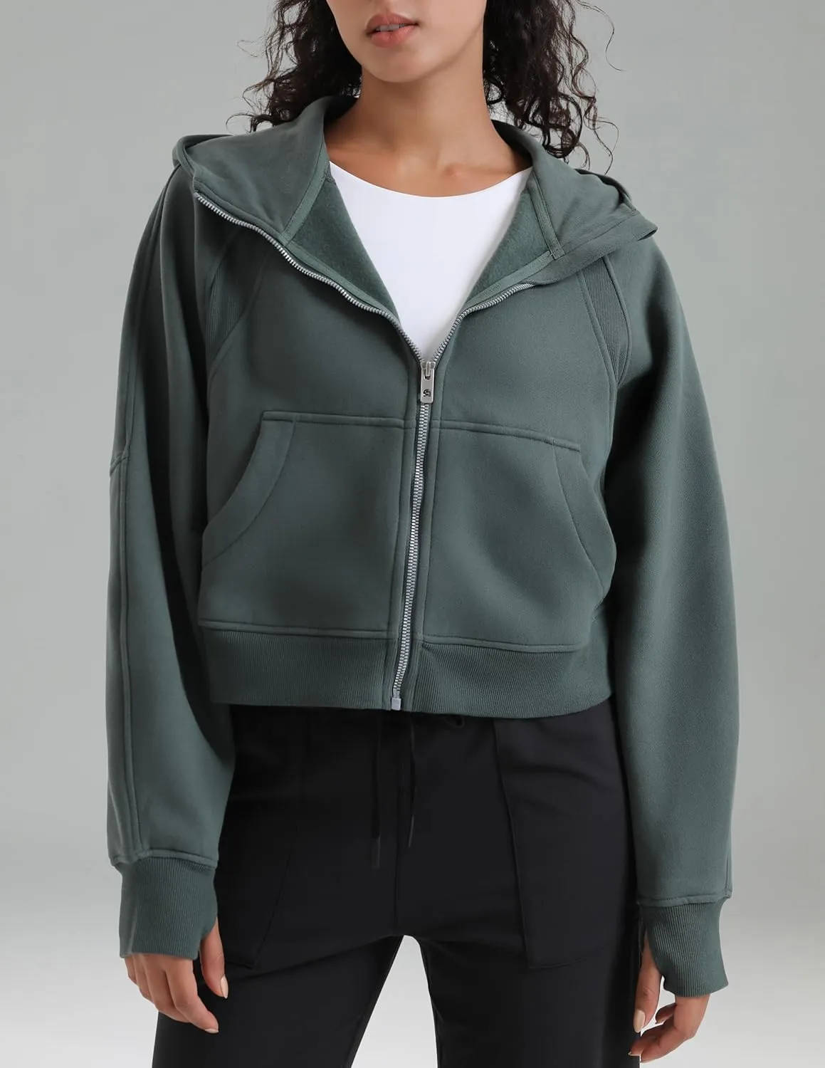 Colorfulkoala Women's Fleece Lined Oversized Hoodies Full-Zip Casual Workout Sweatshirts with Thumb Holes
