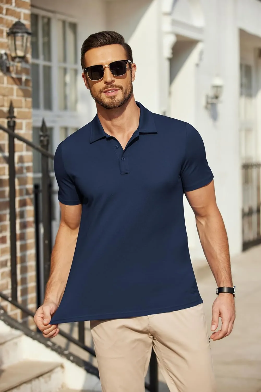 COOFANDY Men's Polo Shirts Short Sleeve Pique Jersey Golf Shirt Casual Summer Collared T-Shirts
