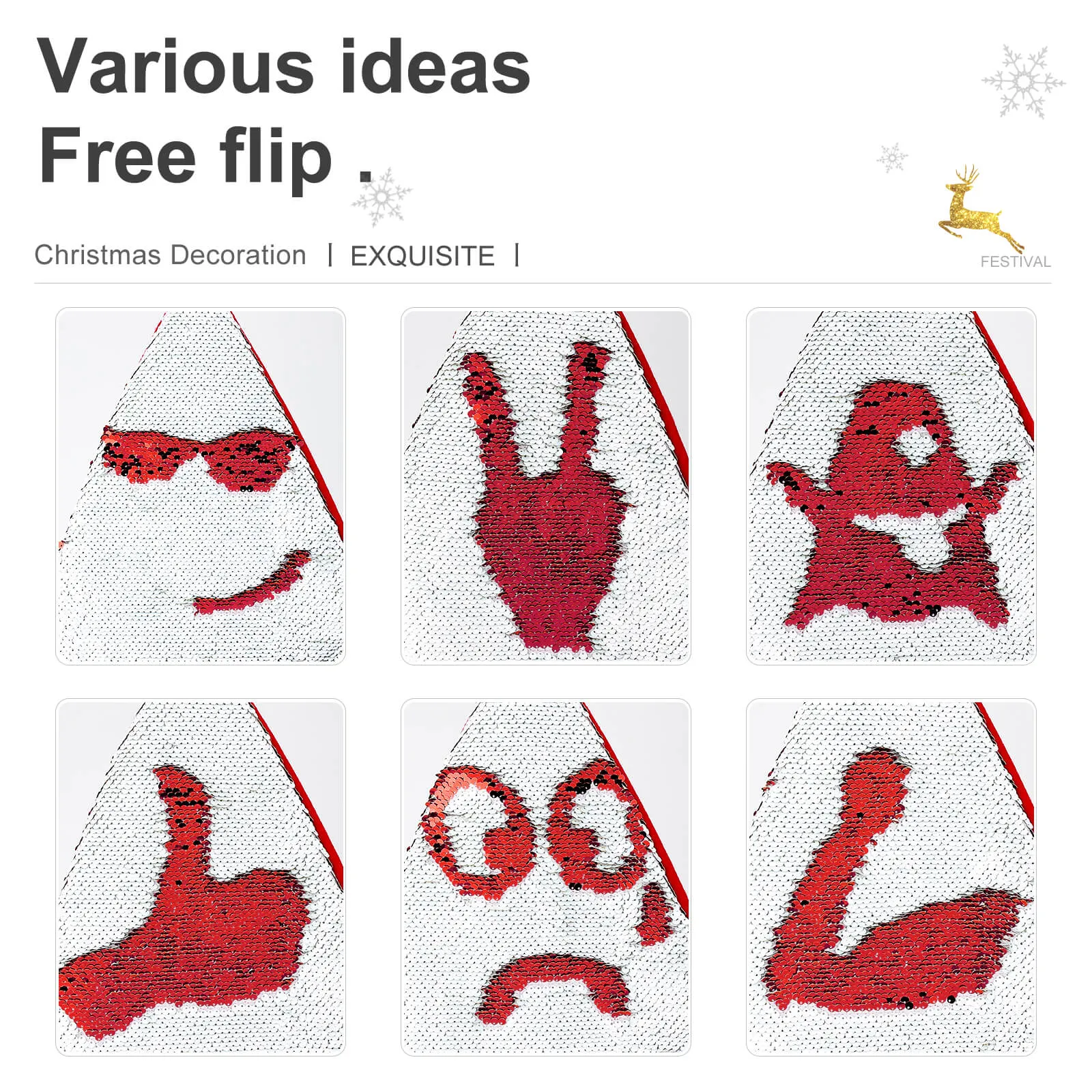 Custom Face Christmas Lattice Sequin Christmas Santa Hat