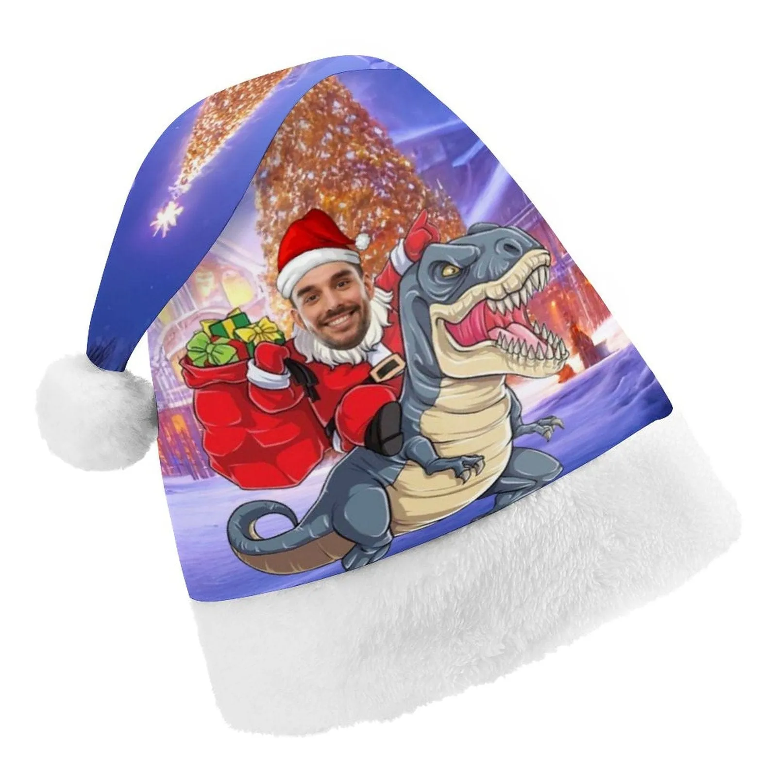 Custom Face Dinosaur Gift Christmas Hat