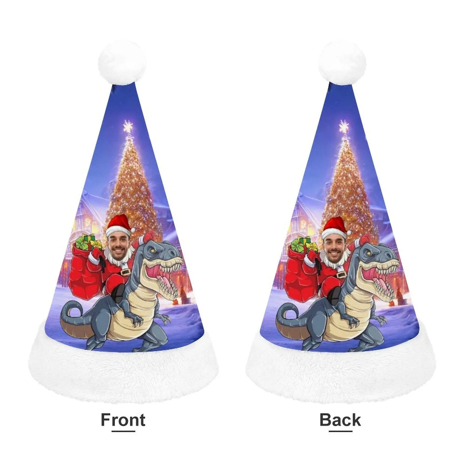 Custom Face Dinosaur Gift Christmas Hat