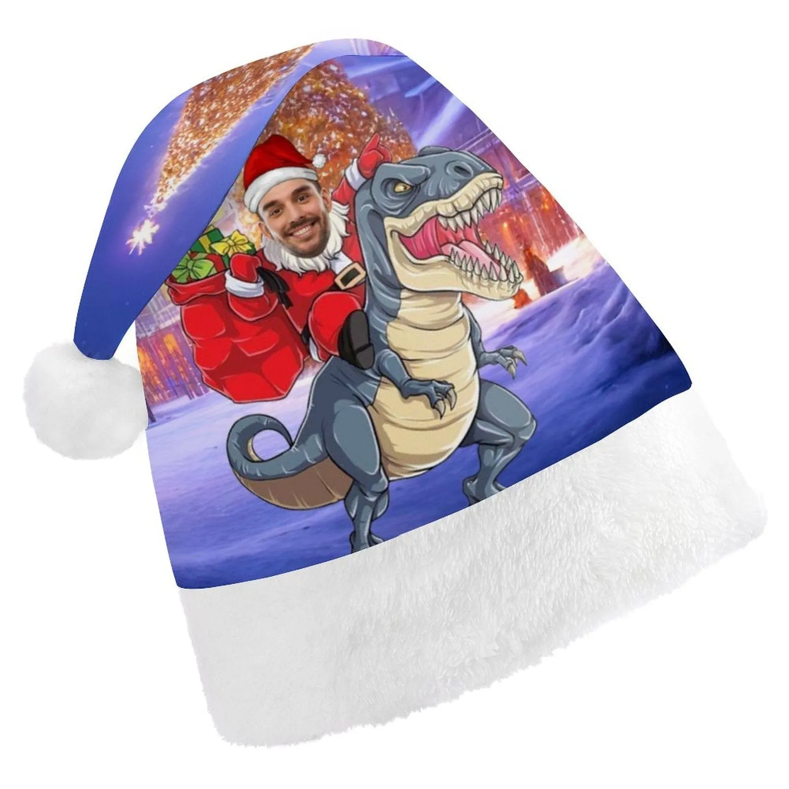 Custom Face Dinosaur Gift Christmas Hat