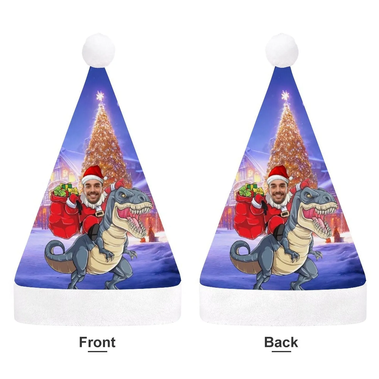 Custom Face Dinosaur Gift Christmas Hat