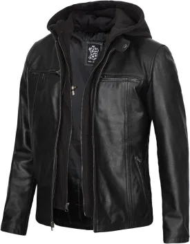Decrum Hooded Leather Jacket Men - Stylish Leather Jackets for Men