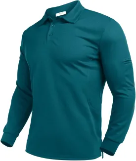Deyeek Men's Polo Shirts Long Sleeve Golf Polo Shirts for Men Quick Dry UPF 50  Sun Protection Polos Casual Collared Shirts