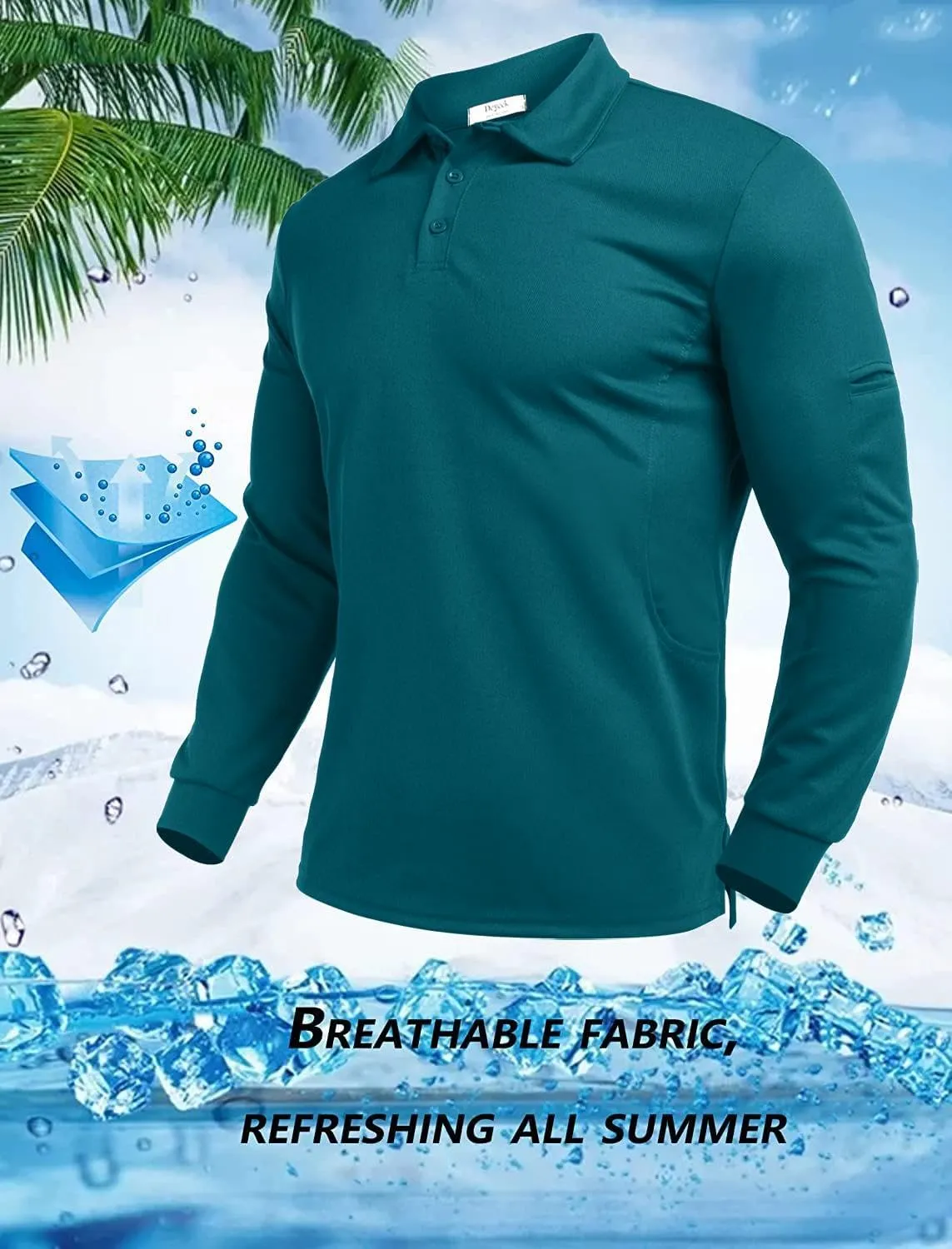 Deyeek Men's Polo Shirts Long Sleeve Golf Polo Shirts for Men Quick Dry UPF 50  Sun Protection Polos Casual Collared Shirts