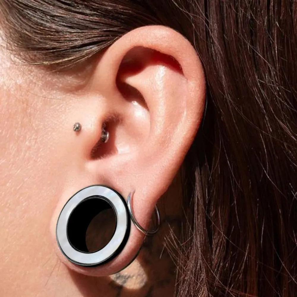 DOEARKO 2 Pairs Conch Shell Ear Gauges Tunnels and Plugs 316L Stainless Steel Hypoallergenic Earrings Ears Expander Body Jewelry