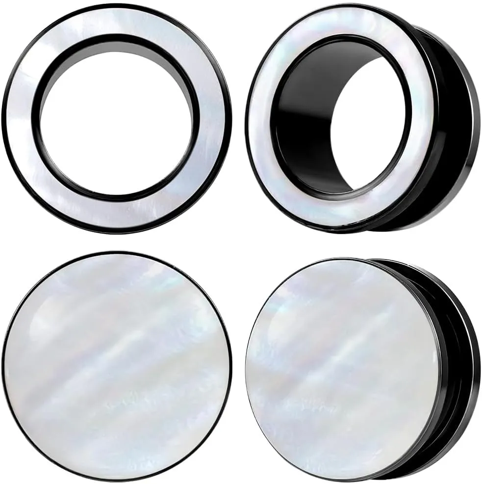 DOEARKO 2 Pairs Conch Shell Ear Gauges Tunnels and Plugs 316L Stainless Steel Hypoallergenic Earrings Ears Expander Body Jewelry