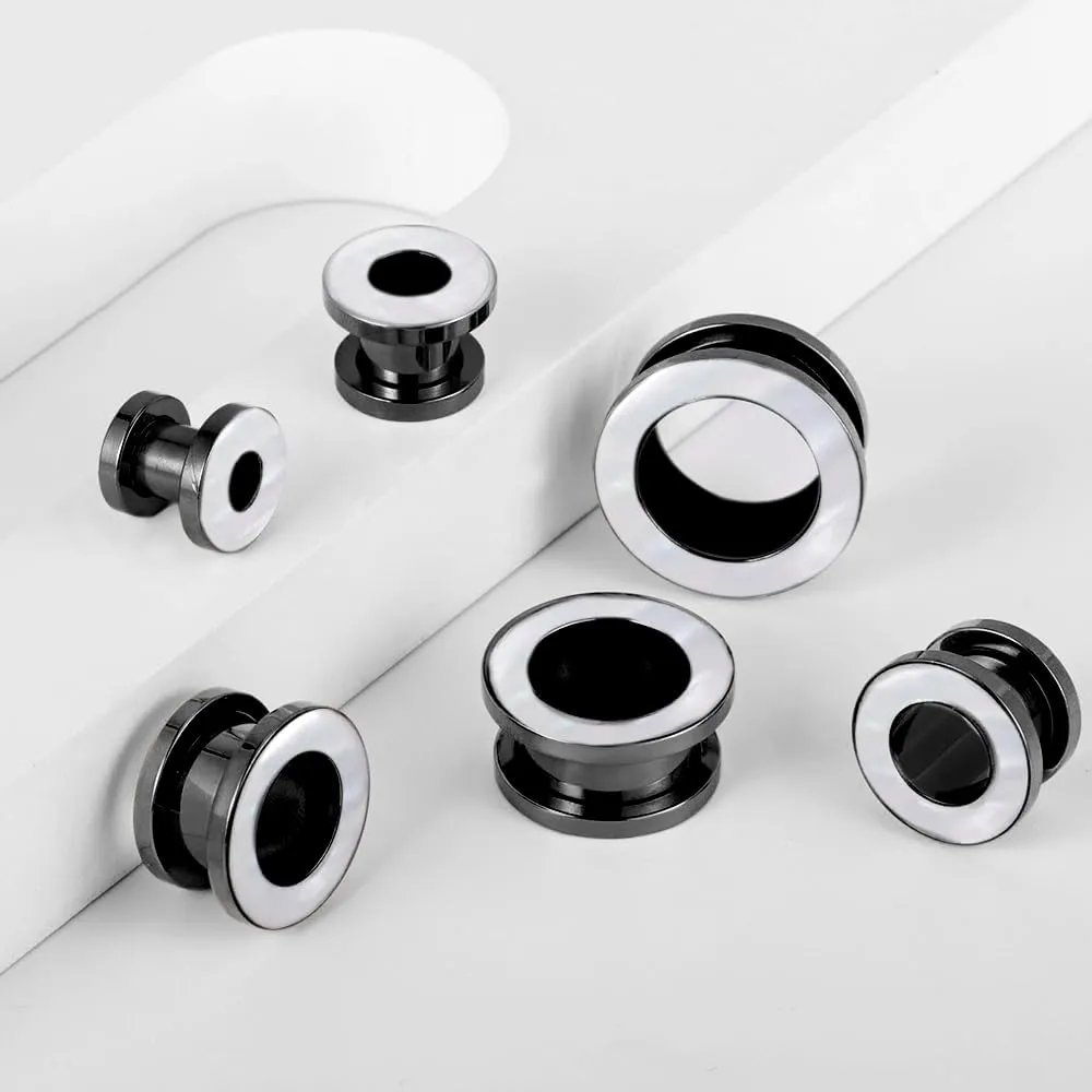 DOEARKO 2 Pairs Conch Shell Ear Gauges Tunnels and Plugs 316L Stainless Steel Hypoallergenic Earrings Ears Expander Body Jewelry