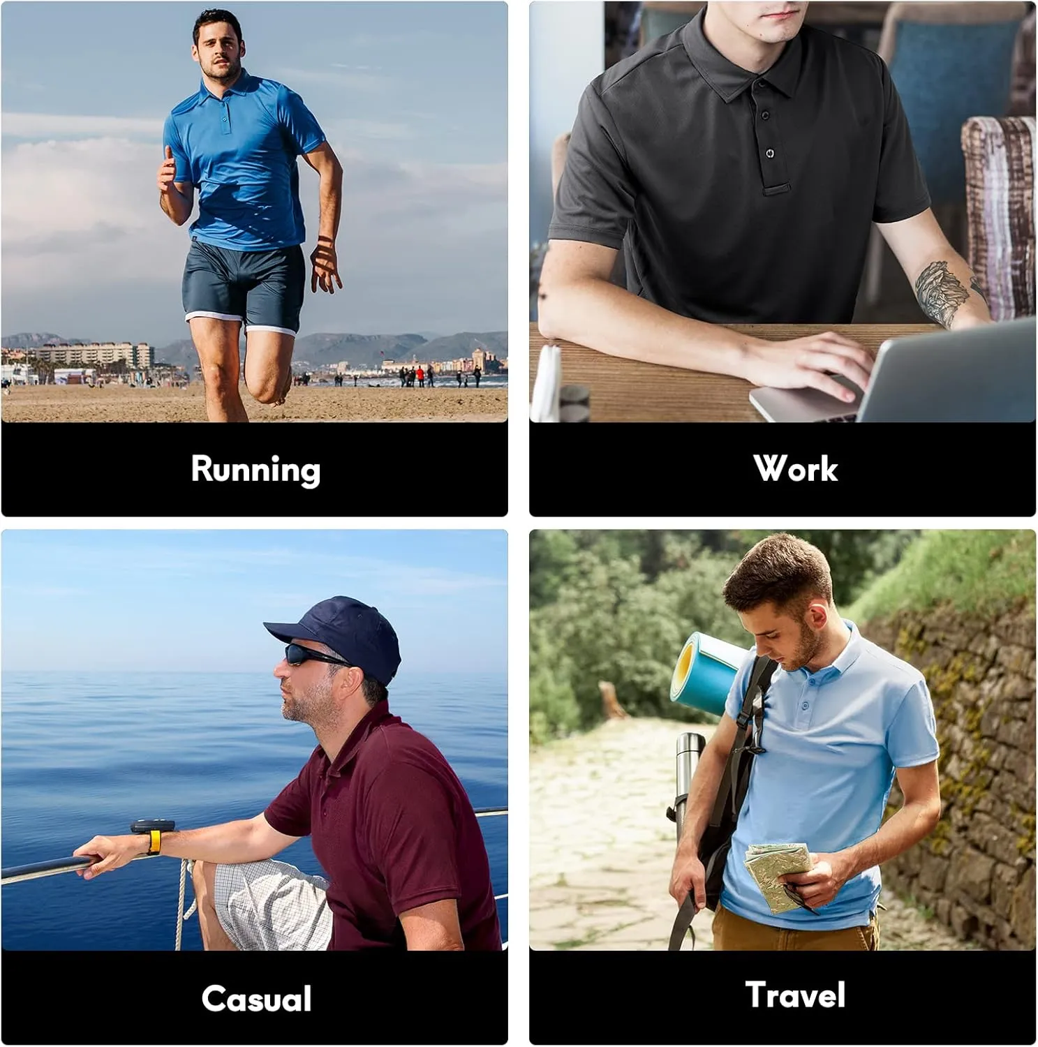 Haimont Polo Shirts for Men-Dry Fit Short Sleeve Collared Golf T-Shirts Business Casual Work Polos, Moisture Wicking
