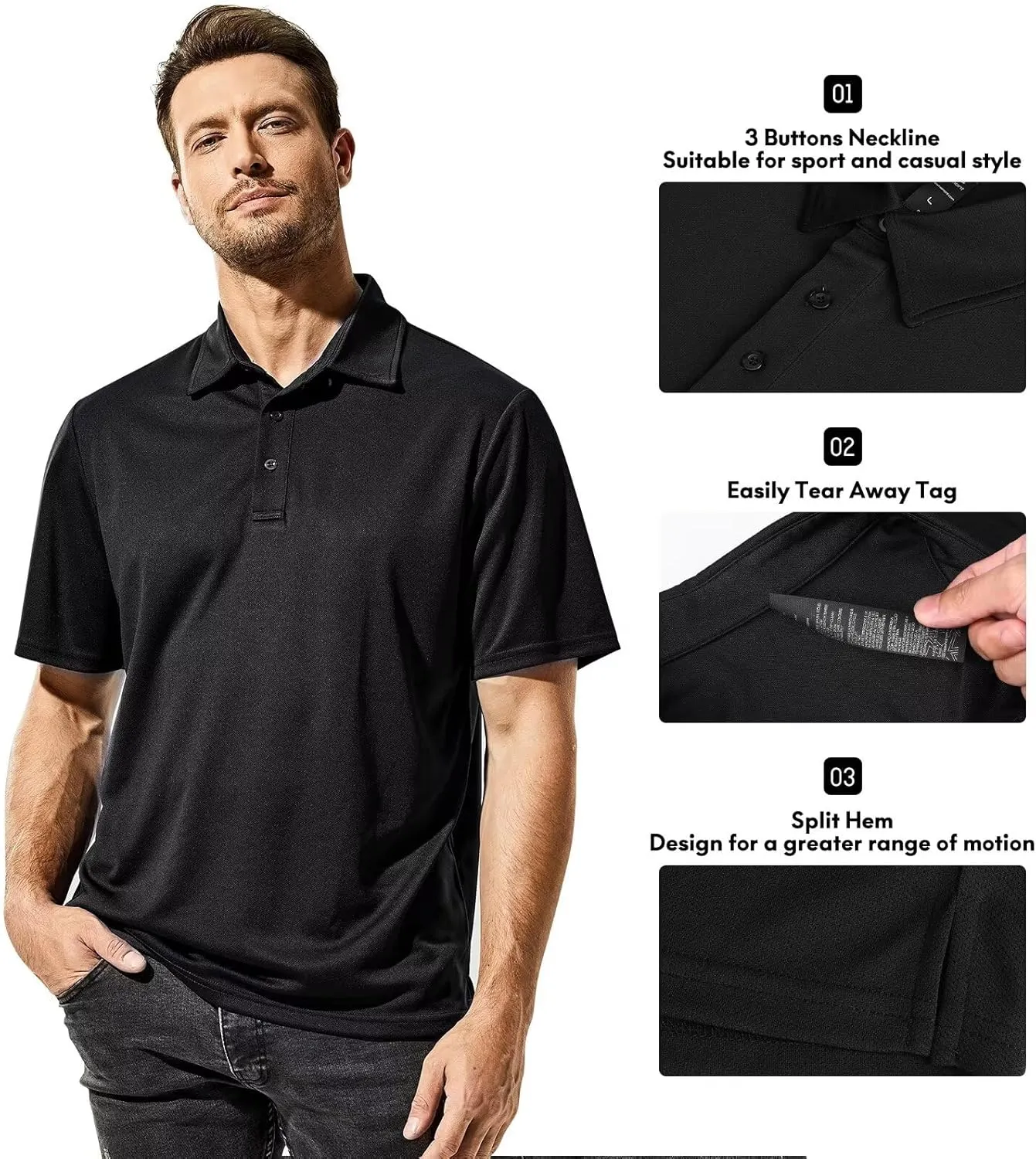 Haimont Polo Shirts for Men-Dry Fit Short Sleeve Collared Golf T-Shirts Business Casual Work Polos, Moisture Wicking