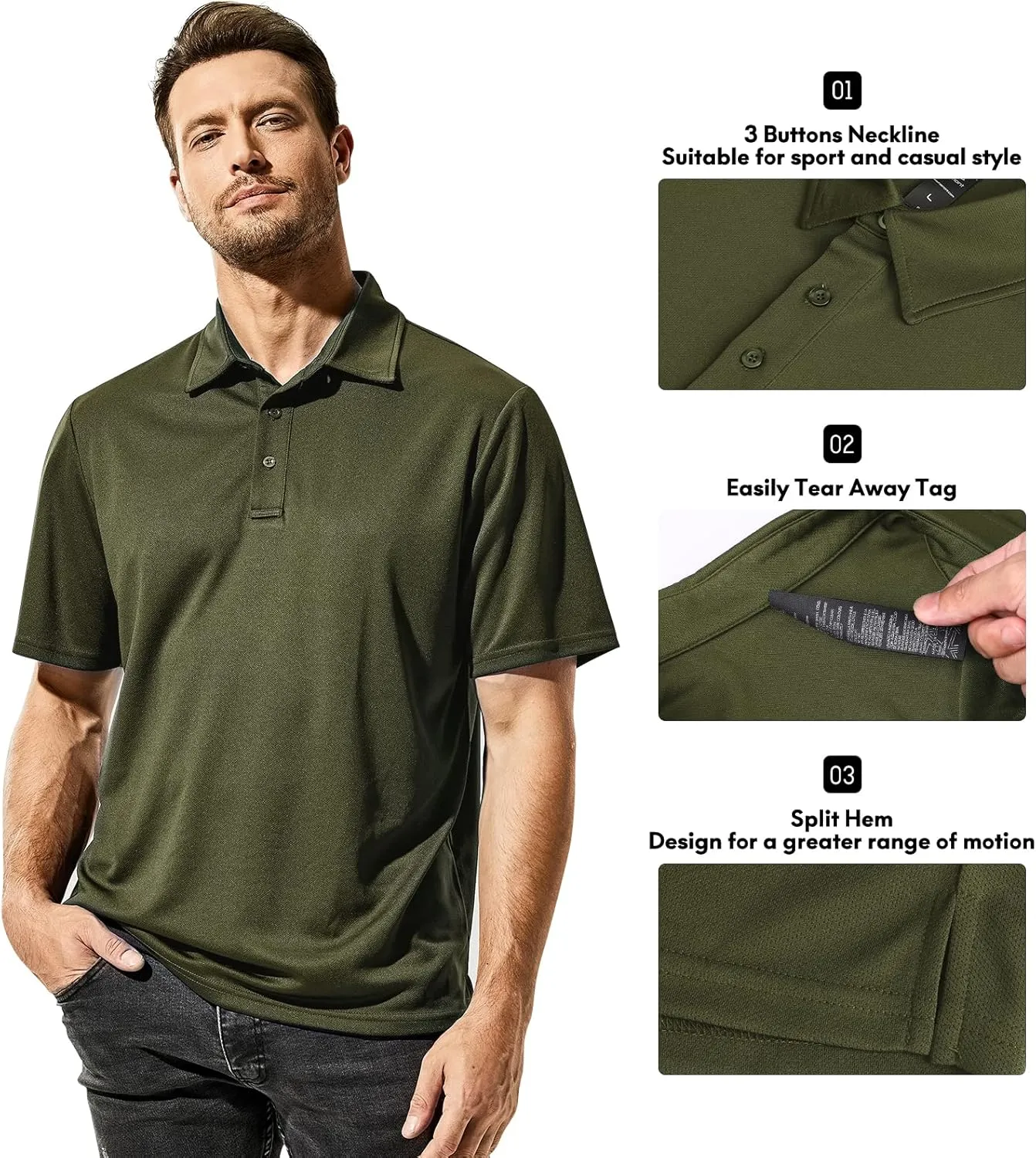 Haimont Polo Shirts for Men-Dry Fit Short Sleeve Collared Golf T-Shirts Business Casual Work Polos, Moisture Wicking