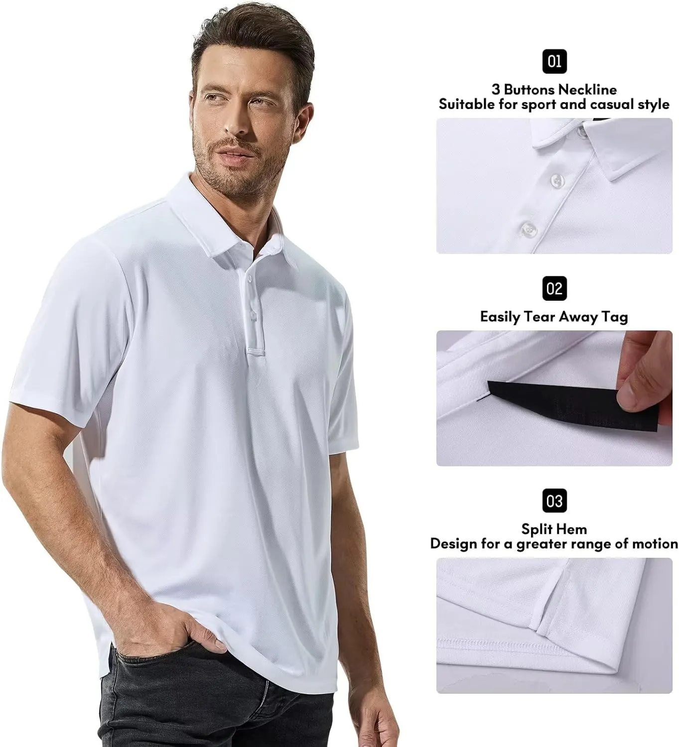Haimont Polo Shirts for Men-Dry Fit Short Sleeve Collared Golf T-Shirts Business Casual Work Polos, Moisture Wicking
