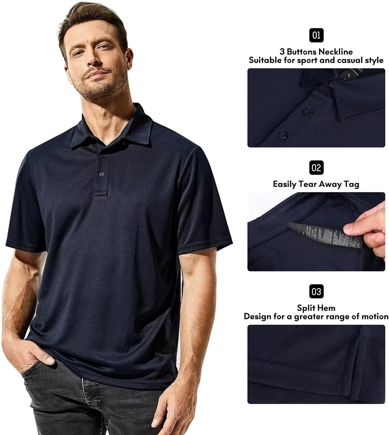Haimont Polo Shirts for Men-Dry Fit Short Sleeve Collared Golf T-Shirts Business Casual Work Polos, Moisture Wicking