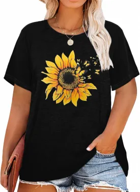HDLTE Plus Size Tshirts for Women  Oversized Graphic Tees Short Sleeve Crewneck Cute Casual Tops Loose Summer Outfit 2025