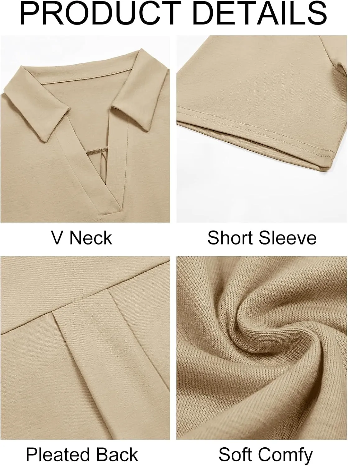 Imily Bela Womens Short Sleeve Polo Shirts V Neck Business Dressy Casual Tops Summer Collared Trendy Tees