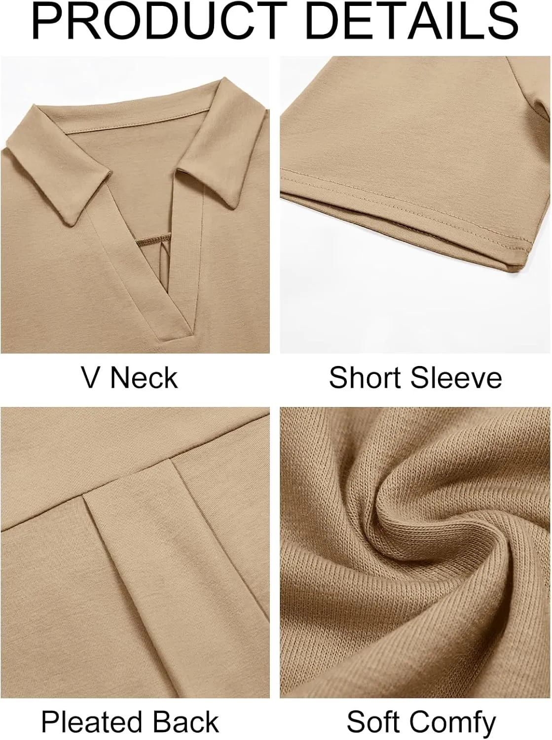 Imily Bela Womens Short Sleeve Polo Shirts V Neck Business Dressy Casual Tops Summer Collared Trendy Tees