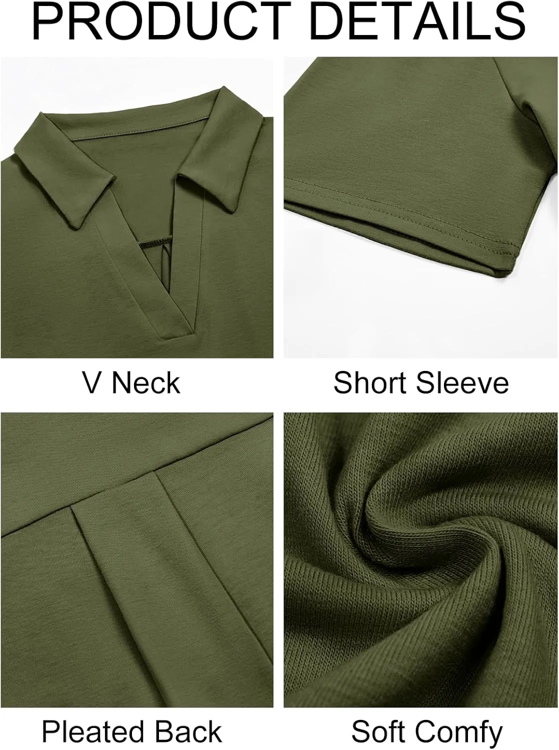 Imily Bela Womens Short Sleeve Polo Shirts V Neck Business Dressy Casual Tops Summer Collared Trendy Tees