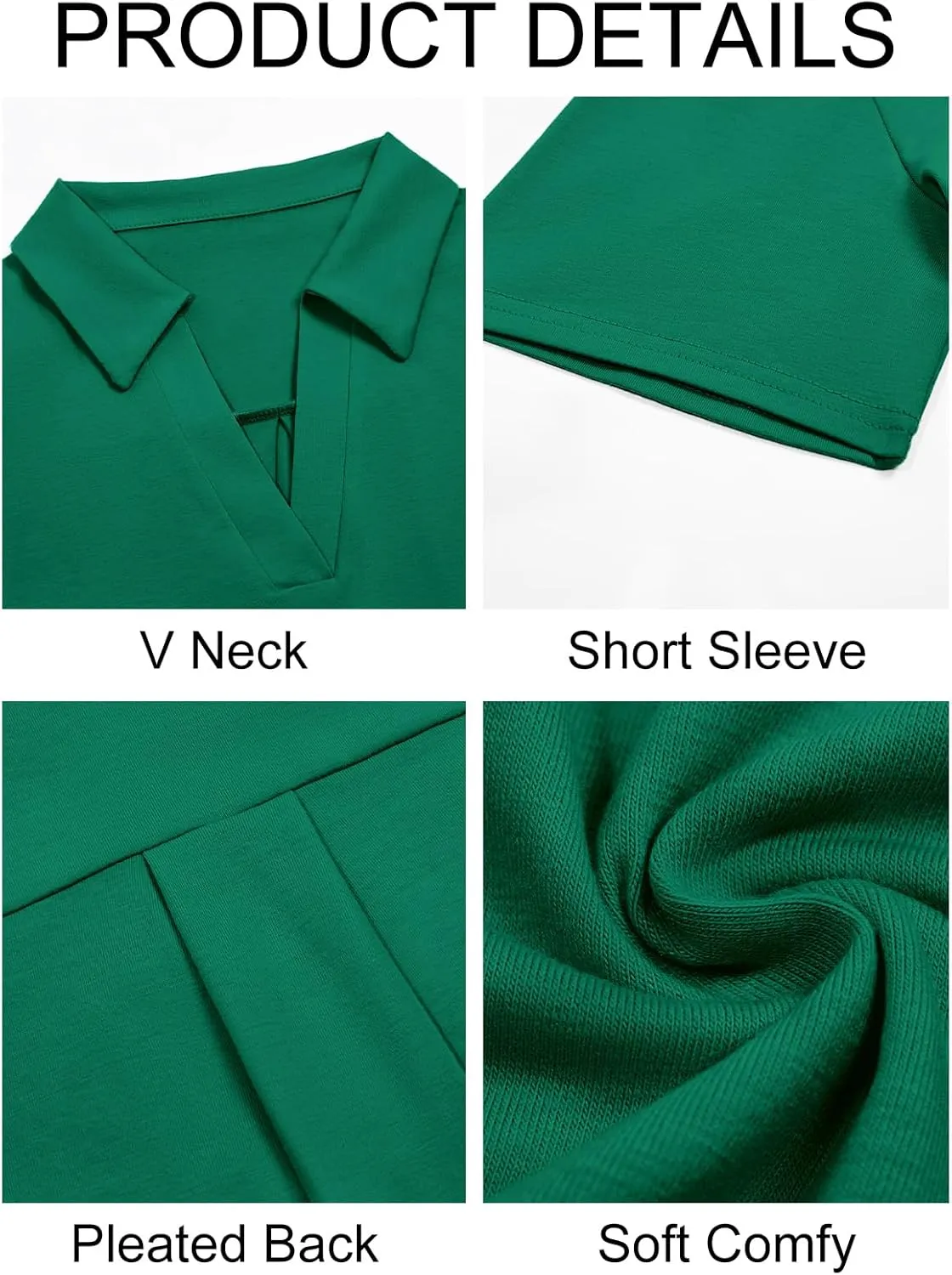 Imily Bela Womens Short Sleeve Polo Shirts V Neck Business Dressy Casual Tops Summer Collared Trendy Tees