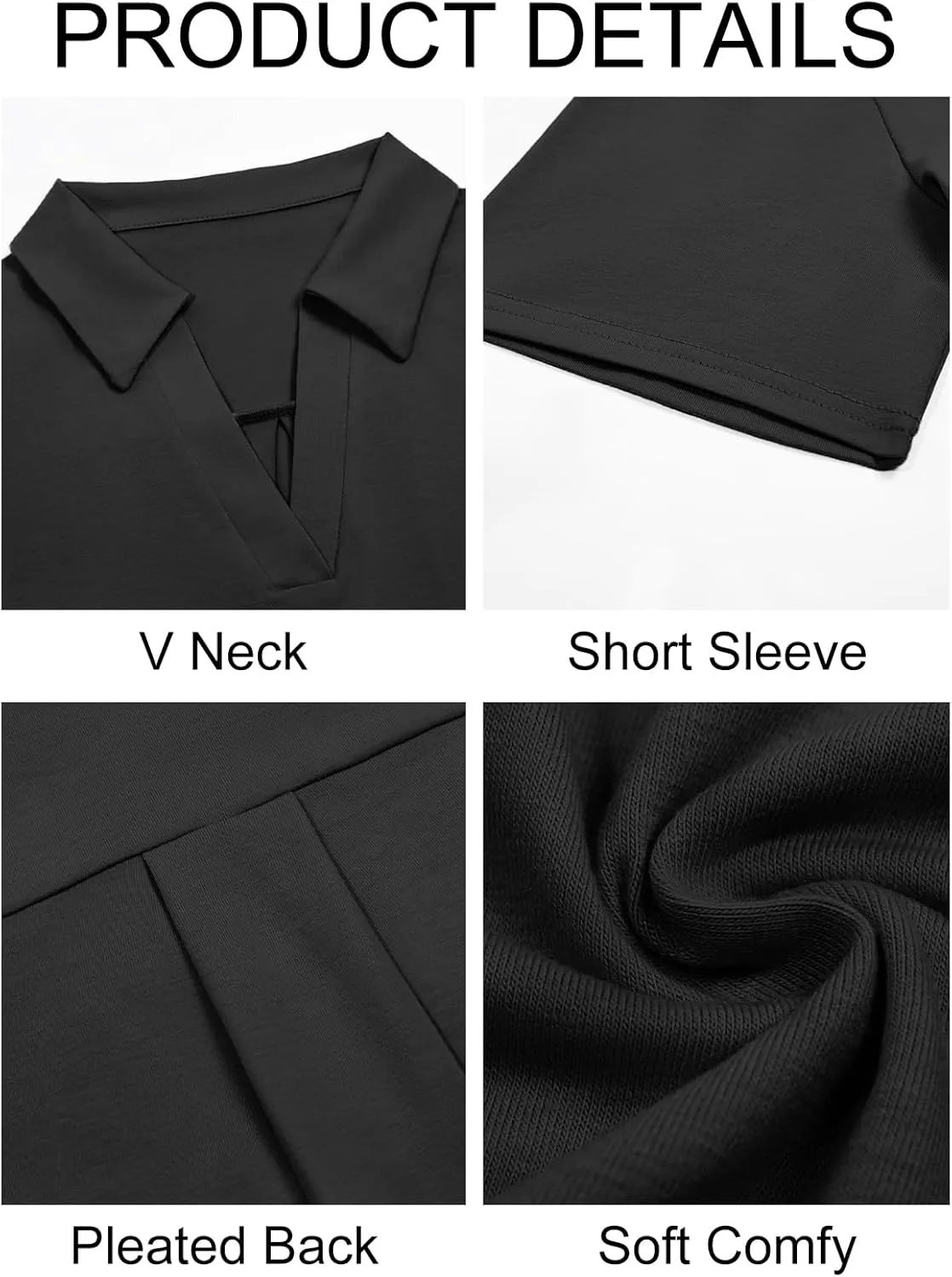 Imily Bela Womens Short Sleeve Polo Shirts V Neck Business Dressy Casual Tops Summer Collared Trendy Tees