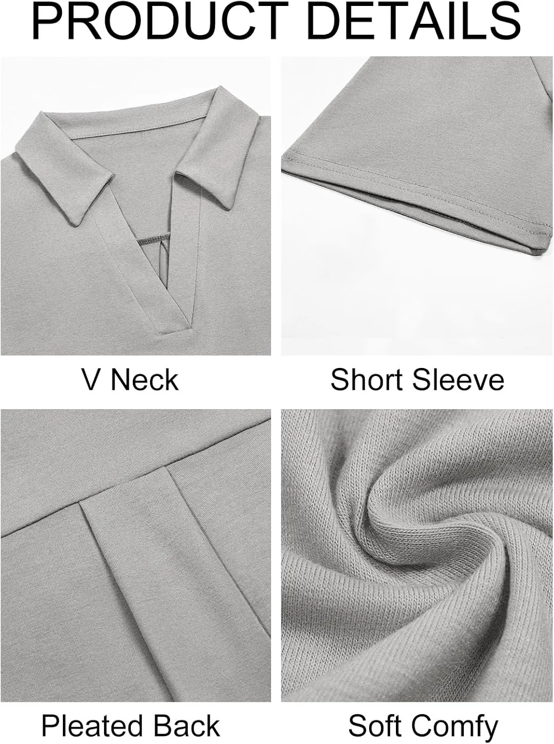 Imily Bela Womens Short Sleeve Polo Shirts V Neck Business Dressy Casual Tops Summer Collared Trendy Tees