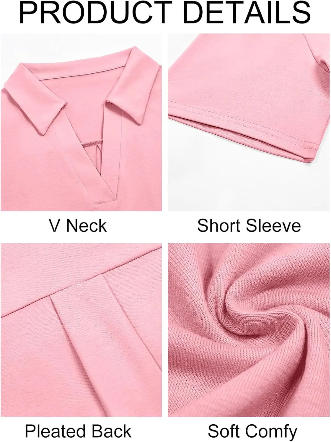 Imily Bela Womens Short Sleeve Polo Shirts V Neck Business Dressy Casual Tops Summer Collared Trendy Tees