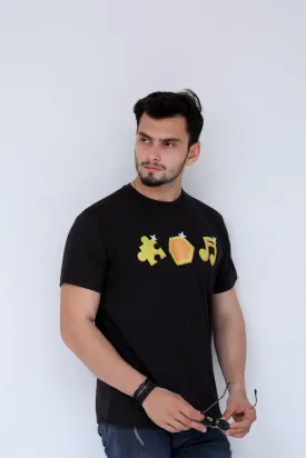 Instrument Printed Blk Tee For Him-MTST-0045-Black