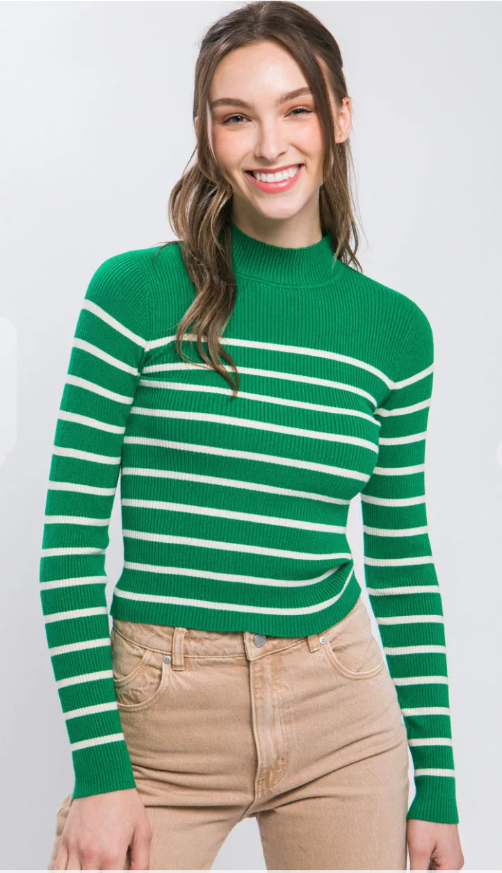 Jacie Striped Ribbed Top- Cream