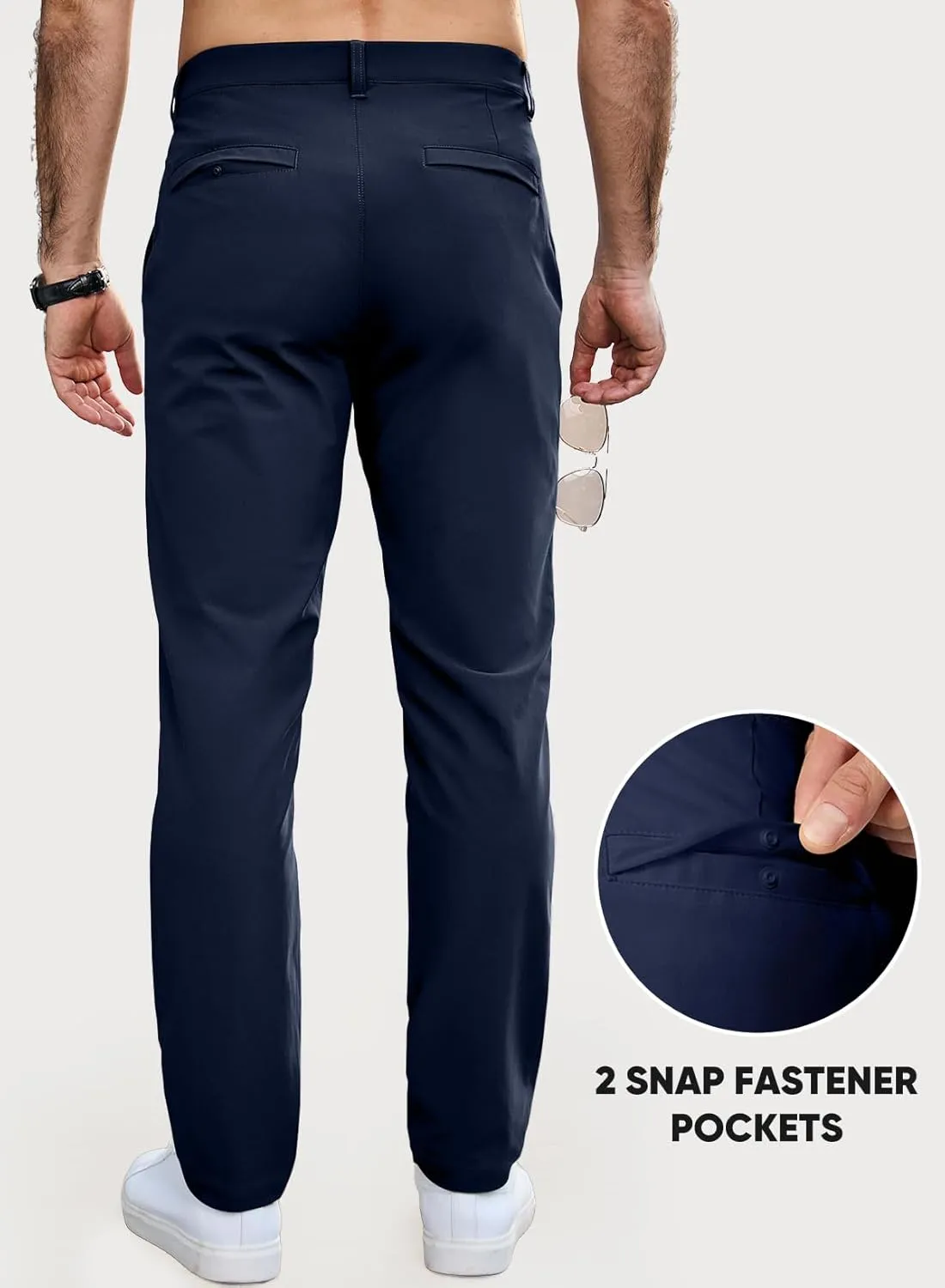 JMIERR Mens Chino Pants Casual Stretch Golf Pants Waist Tapered Trousers Lightweight Comfy Pants with Zipper Pockets