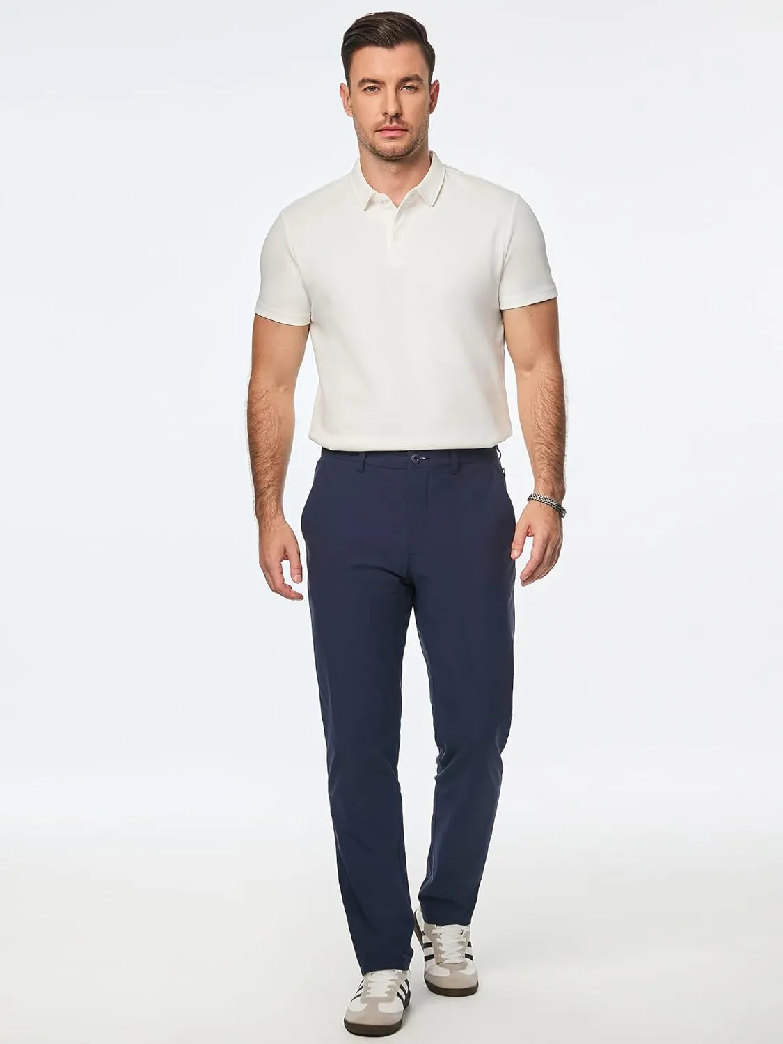 JMIERR Mens Chino Pants Casual Stretch Golf Pants Waist Tapered Trousers Lightweight Comfy Pants with Zipper Pockets