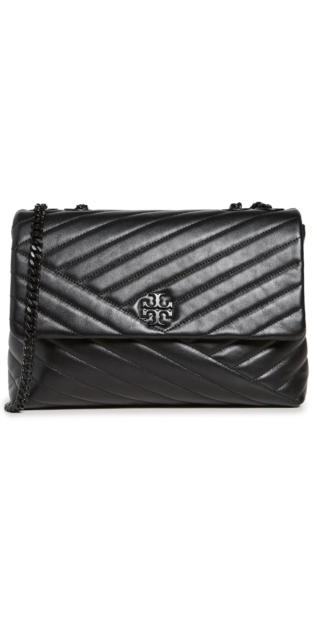 Kira Chevron Powder Coated Convertible Shoulder Bag Black One Size
